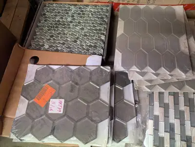 Large lot of assorted mosaic tiles, several sheets of each kind