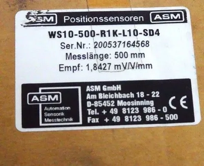 NEW ASM WS10-500-R1K-L10-SD4 POSITION SENSOR