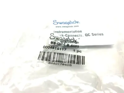 USED SWAGELOK INSTRUMENTATION QUICK CONNECT FITTING QC SERIES 6MM TUBE
