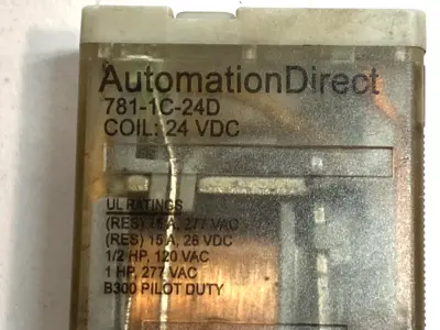 Used AutomationDirect Relay 24VDC w/ 781-1C-SKT DIN Rail Socket NO CLIP Relays & Switches Michigan US | Maverick Industrial Sales #1395205
