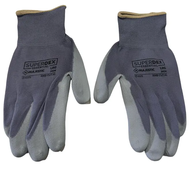 Majestic Polyurethane Palm Coated Gloves on Nylon Liner, Size Large