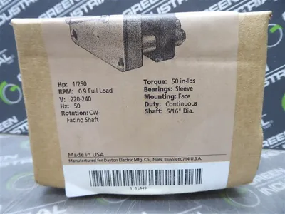 Dayton 1L449 Shielded Pole Gearmotor 1/250 HP 0.9 RPM CW Rotation 50 in-lbs New