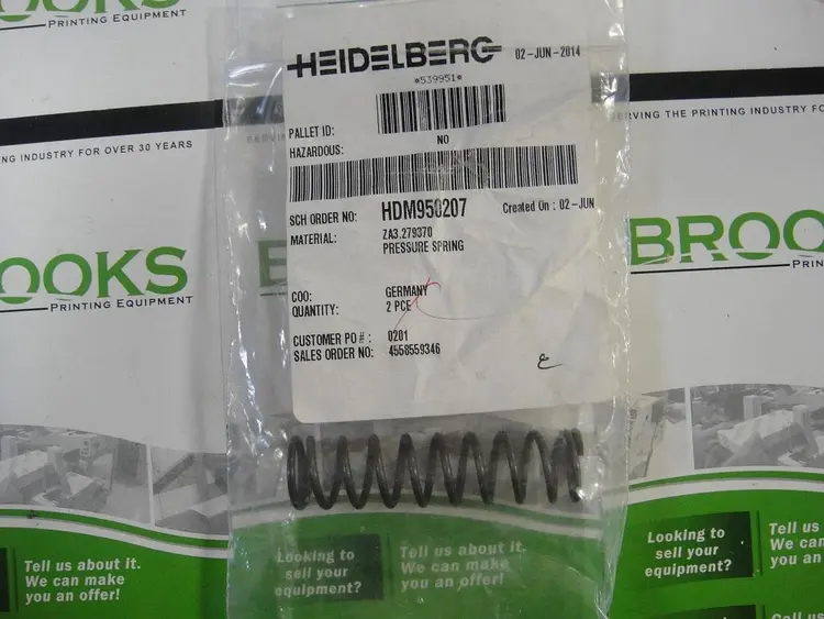 New | in-Stock HEIDELBERG ZA3.279370 Parts North Carolina US | BROOKS PRINTING EQUIPMENT #1139506