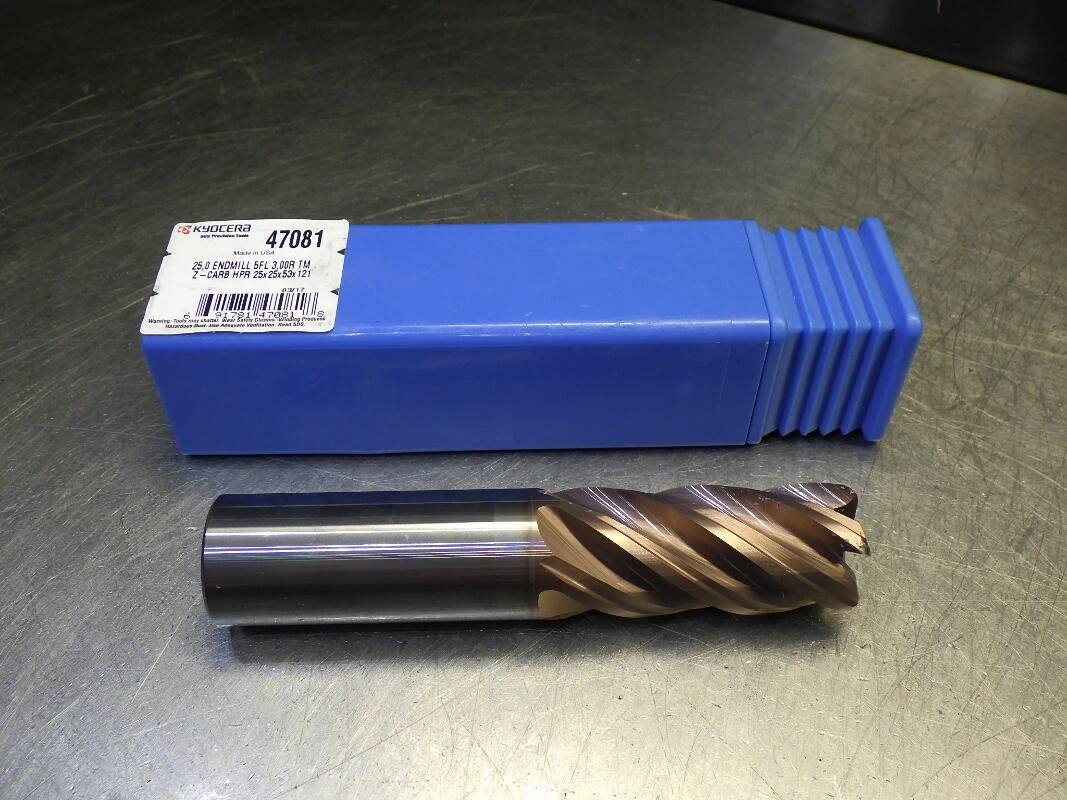 Kyocera / SGS 25mm 5 Flute Carbide Cr Endmill 25mm Shank 3mm R 47081 (LOC1453B)