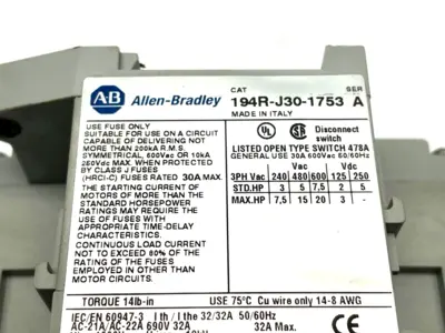 Used Allen-Bradley 194R-J30-1753 Relays & Switches Michigan US | Maverick Industrial Sales #1496204