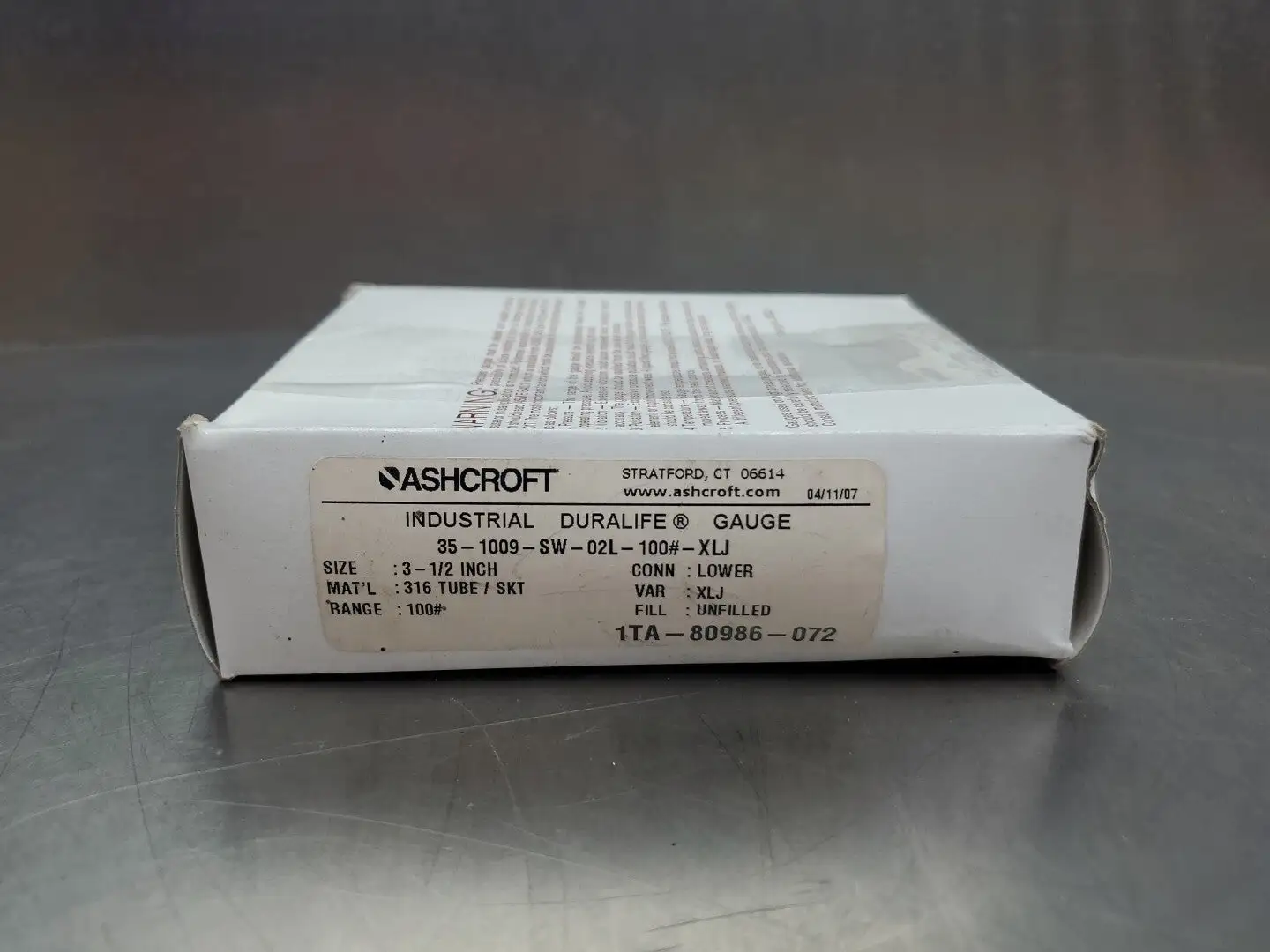 Ashcroft 35-1009-SW-02L-100# Industrial Duralife Gauge. 6D-2