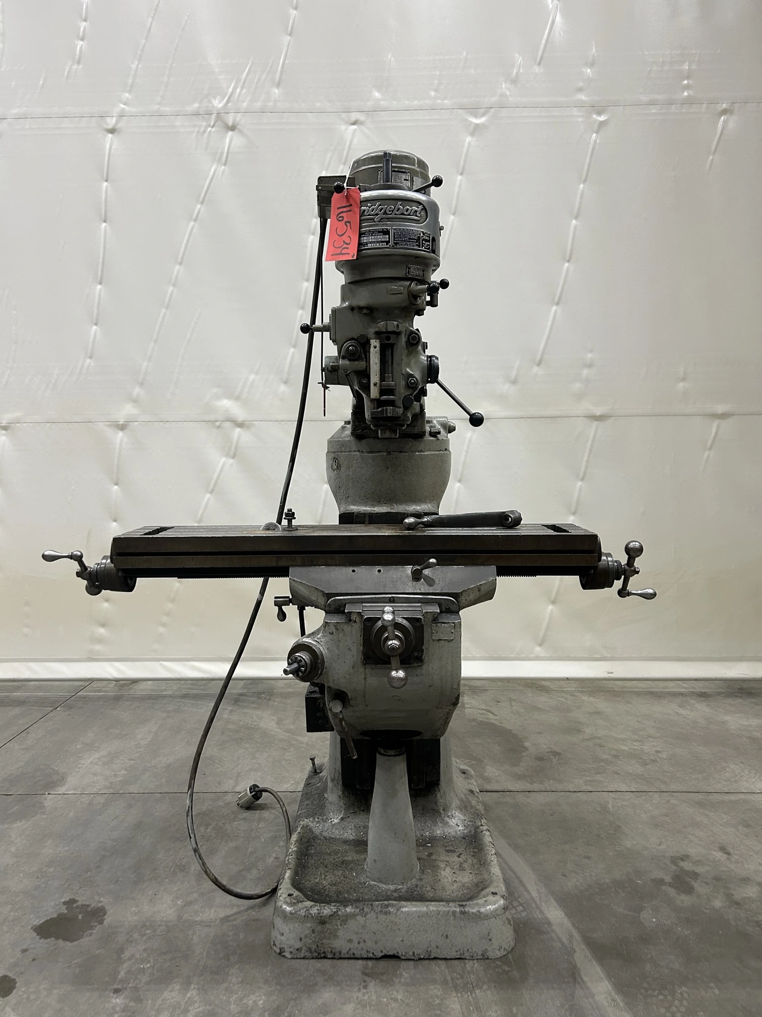 Bridgeport Step Pulley Vertical Knee Mill, 9” x 42” Table, 1 HP