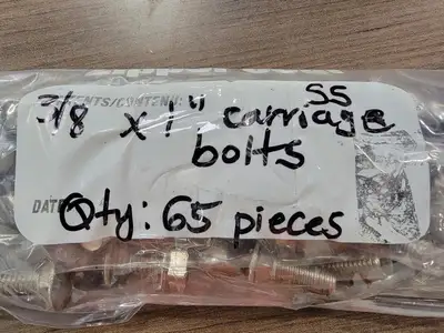 3/8" x 1" 316 Stainless Steel Carriage Bolt (Bag of 65)