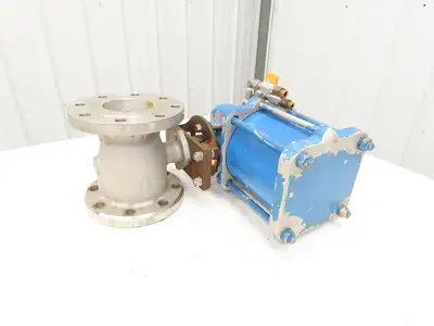 Jamesbury 4" 5150 31 3600TT 316SS Flanged Ball Valve & Pneumatic Actuator ST400B