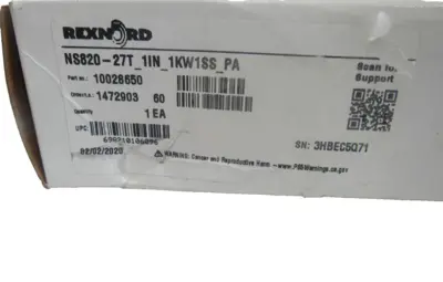 NEW REXNORD 10028650 SPROCKET NS820-27T-1IN-1KW1SS-PA