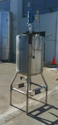SPC9065  Tank 100 gallon vertical tank, Stainless Steel, 92 MAWP @ 325 degrees F jacket, 1/2 HP agitator, dish