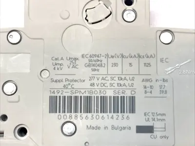 USED ALLEN-BRADLEY SER. D CIRCUIT BREAKER