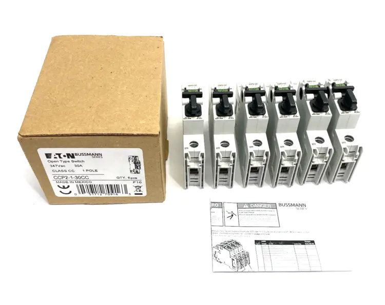 New | in-Stock Eaton Bussmann Fusible Disconnect Switch 1-Pole 374VAC 30A BOX OF 6 Circuit Breakers Michigan US | Maverick Industrial Sales #1389778