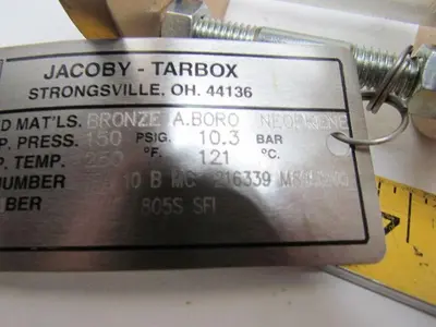 Jacoby-Tarbox 805S SFI Tube Sight Glass Flow Indicator 3/4" NPT 150 PSI Bronze