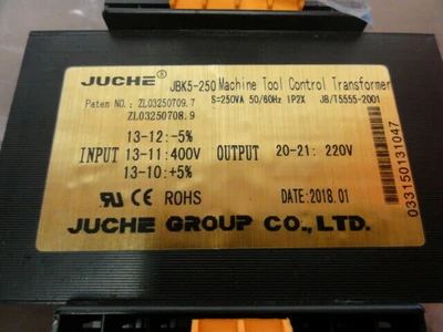 NEW Juche JBK5-250 Machine Tool Control Transformer - S=250VA 50/60Hz IP2X