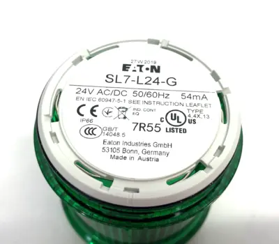 USED EATON STACKLIGHT MODULE 70MM, CONTINUOUS LED, GREEN, 24VAC/DC
