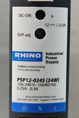 Rhino PSP12-024S Switching Power Supply. 100-240V-50/60 HZ 0.25 -0.3A. 3C-23