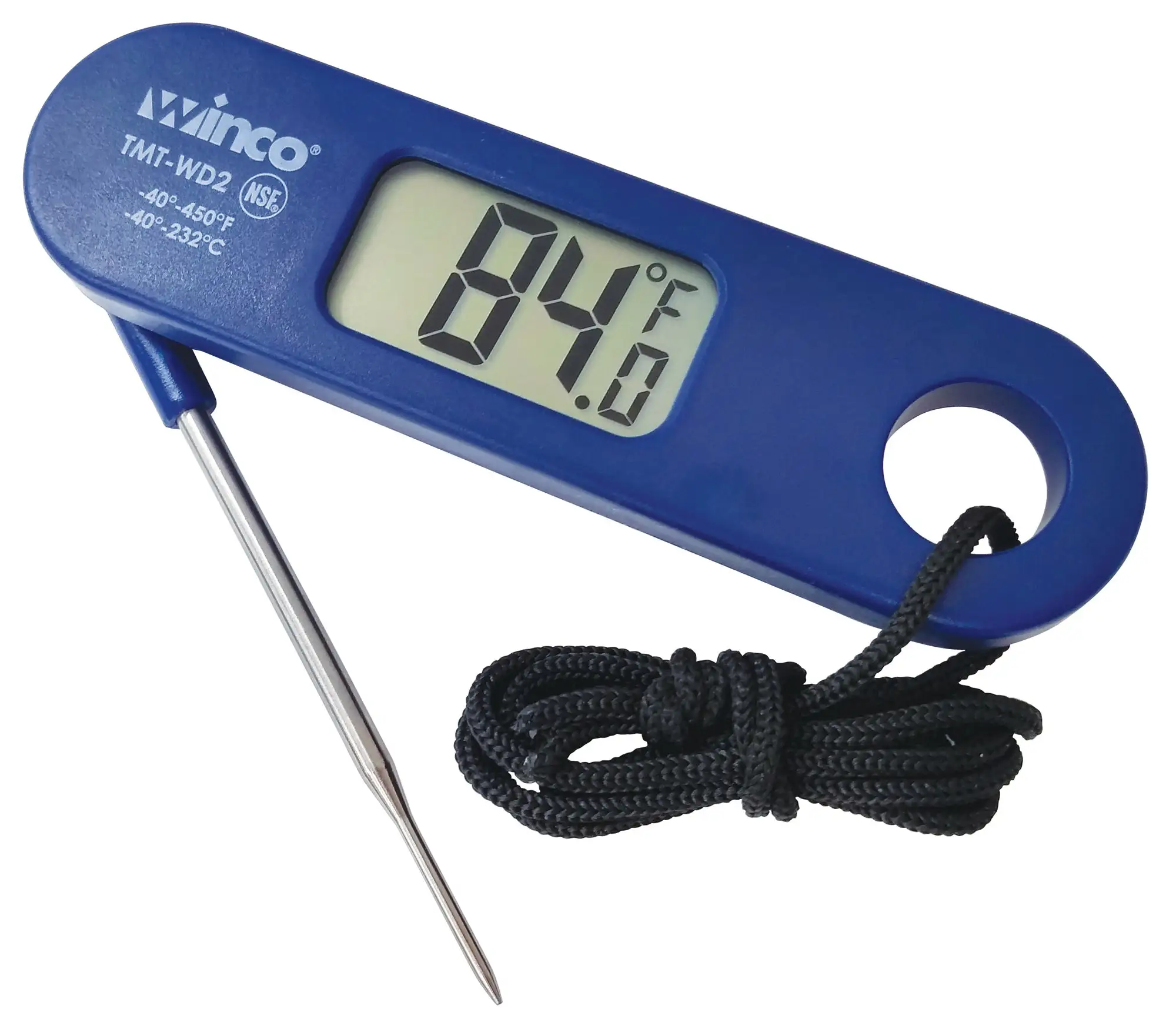 Digital Thermometer,Folding Probe,-40to 450F,1.5mm Dia Probe,NSF (12 Each)
