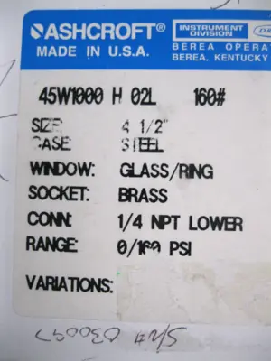 New | in-Stock Ashcroft 45W1000 H 02L Pressure Switches New Hampshire US | Bitter End Trading #1486513