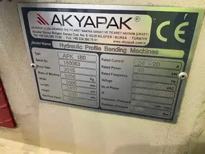 USED 2015 AKYAPAK APK 180