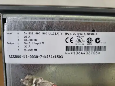 USED ABB ACS800-U1-0030-7+K454+L503