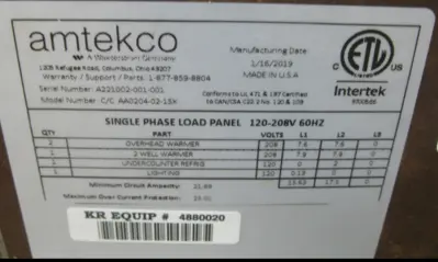 124-0067 Amtekco 8′ Hot Food Merchandiser and Undercounter Cooler-2019