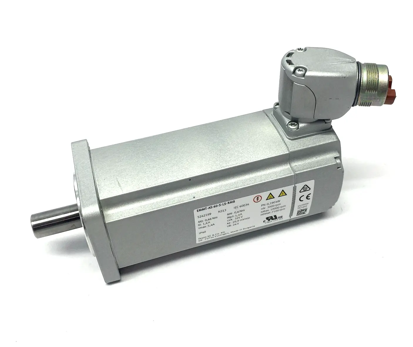USED FESTO SERVO MOTOR, AC SYNCHRONOUS, 190W 60MM FLANGE 5242199