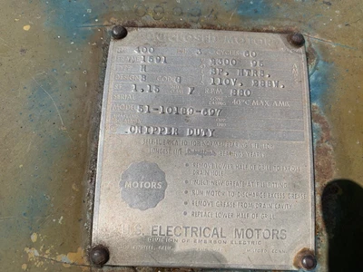U.S. Electric 400 Hp, 900 RPM, Electric Motor