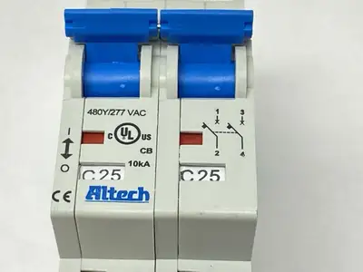 New | in-Stock Altech Corp Miniature Circuit Breaker 2-Pole 25A 480Y/277VAC Circuit Breakers Michigan US | Maverick Industrial Sales #1389185