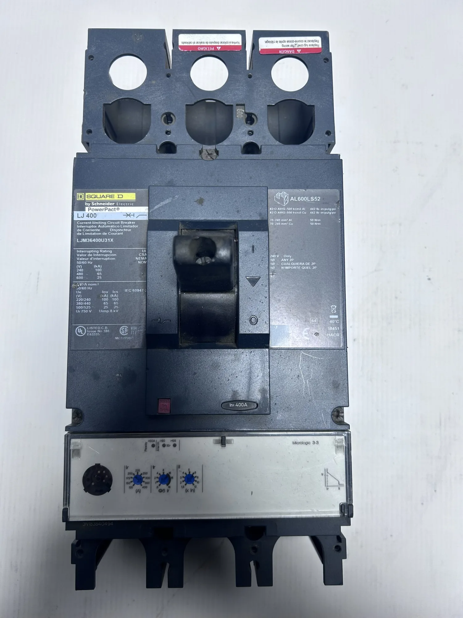 SQUARE D BREAKER 400AMP LJM36400U31X