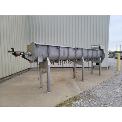Used 24"dia. Stainless Horizontal Steam Scalder Heating Screw Cooker Auger 18'L