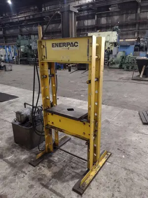 50 TON ENERPAC H-FRAME HYDRAULIC SHOP PRESS: YOBRO #23949
