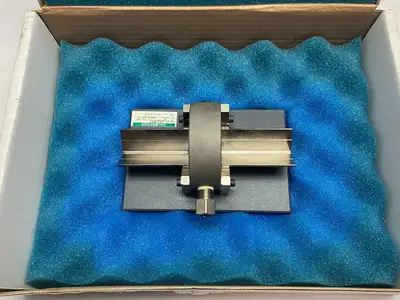 USED MAHR DIMENSIONAIR 2-JET AIR RING GAUGE W/ GUIDE CHUTES & BASE PLATE
