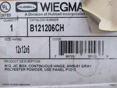 NEW WIEGMANN B121206CH WALL MOUNT ENCLOSURE 12X12X6