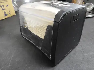 Used tork Used Tork Xpressnap Tabletop Napkin Dispenser, 7.9"W x 5.9"D x 6.1"H, Black Restaurant Front of House Furnishings Illinois US | Falcon Restaurant Supply #1376634