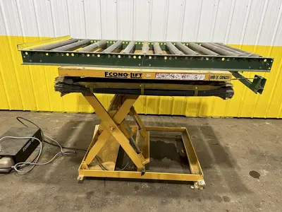 4000 LB X 40" X 36" ECONO-LIFT MODEL 3SL-36-40 HYDRAULIC SCISSOR LIFT TABLE WITH ROLLER TOP: STOCK #20920