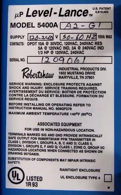 NEW ROBERT SHAW 5400A LEVEL LANCE PROCESSOR 5400A-A2-G1