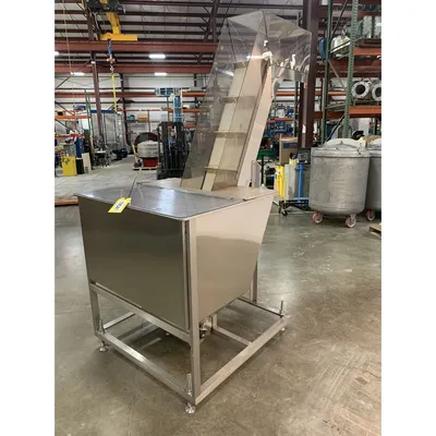 Used 12" Stainless Steel Cleated Incline Loading Belt Conveyor - 84" Ht.