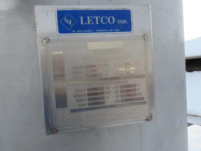 Letco Industries Vessel , 316ss Year 2012