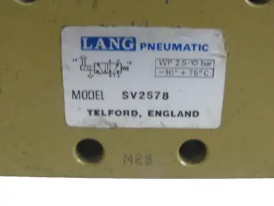 NEW LANG SV2578 PNEUMATIC VALVE