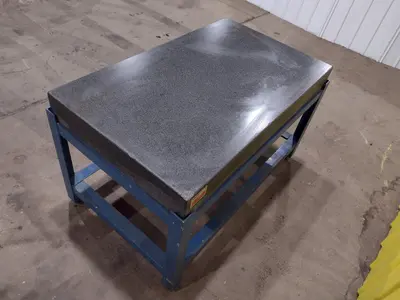 60" X 36" X 6.25" THICK BLACK GRANITE INSPECTION TABLE W/ STAND: STOCK #19633