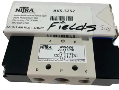 NEW NITRA AVS-5252 NITRA PILOT VALVE 20-115PSI AVS5252