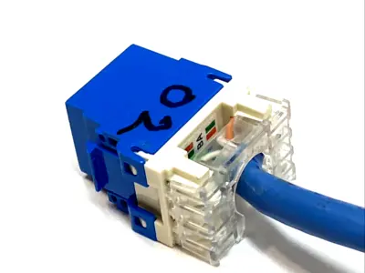 USED PANDUIT NETKEY CAT6 RJ45 KEYSTONE JACK, UTP BLUE LOT OF 2