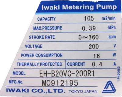 NEW IWAKI EH-B20VC-200R1 METERING PUMP EHB20VC200R1