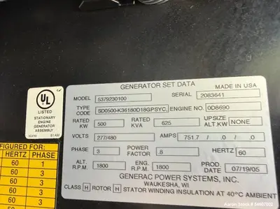 Used GENERAC SD0500 Diesel Generators Illinois US | Aaron Equipment #1369512