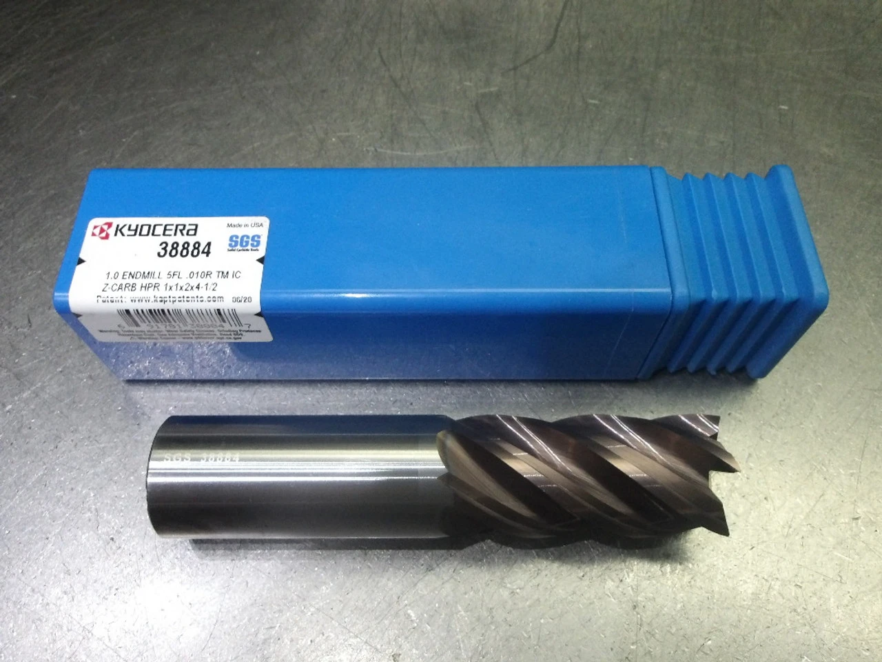 Kyocera/SGS 1" 5 Flute Coolant Thru Carbide CR Endmill .010" R 38884 (LOC2326)