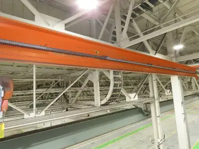 Cleveland Tramrail P&H 1 Ton Single Girder Underhung Bridge Crane 45' 10" Span