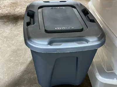 Set of 3 Clear Sterilite Storage Totes and 1 Blue Rubbermaid Tote