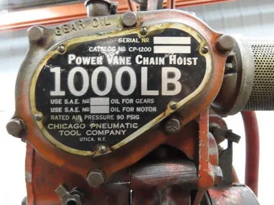 Chicago Pneumatic 1/2 Ton 1000Lb Power Vane Air Chain Hoist 10' 4" Lift Pendant