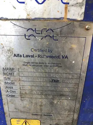 Alfa Laval 110-BFG Plate  Heat Exchanger 150PSI/-20-250°F 279ft²